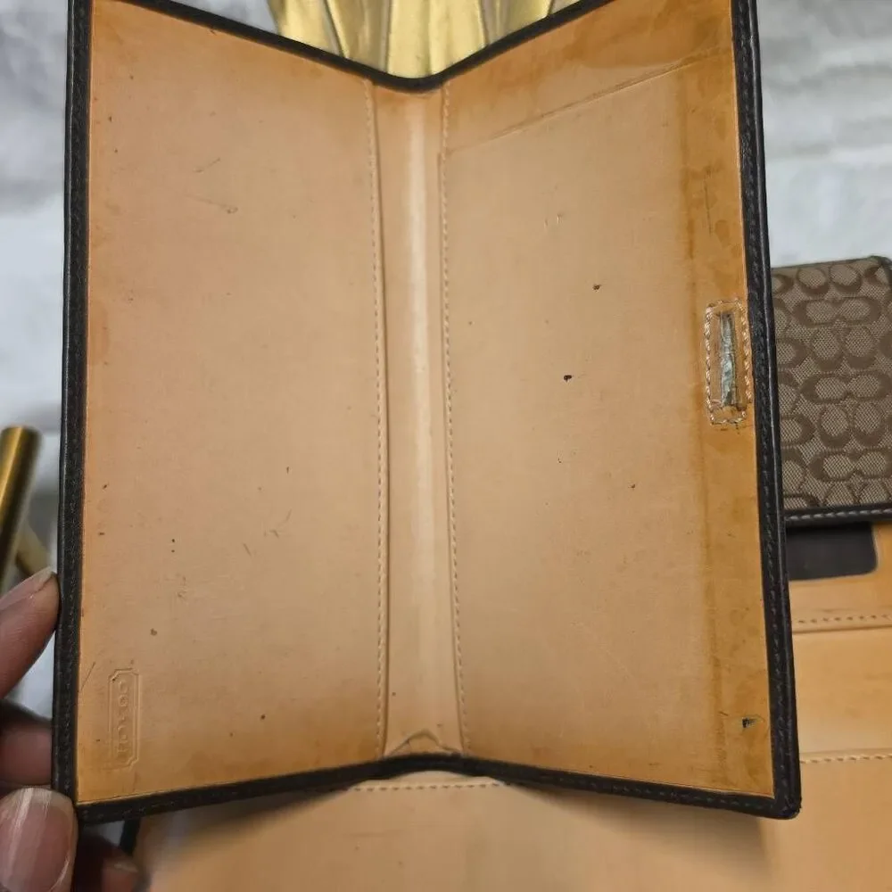 Vintage Coach brown signature C jacquard canvas wallet with checkbook insert